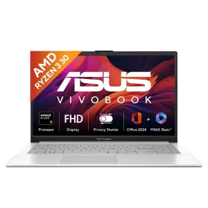 ASUS Vivobook Go 15 E1504FA-BQ2111WS Laptop, AMD Ryzen 3 30, 8GB LPDDR5 RAM, 512GB PCIe 3.0 SSD, 15.6-inch FHD Display, Windows 11 Home, Cool Silver Laptop