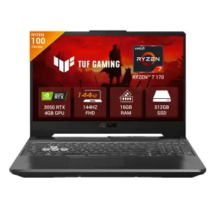 ASUS TUF Gaming A16 FA607NUQ-RL208W Laptop – AMD Ryzen 7 170, NVIDIA RTX 4050 6GB Graphics, 8GB DDR5 RAM, 512GB SSD, 16-inch 144Hz Display