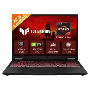 ASUS TUF Gaming A16 FA608UHI-TU238WS Laptop – AMD Ryzen 7 260, RTX 5050 8GB Graphics, 16GB DDR5 RAM, 512GB SSD, 16-inch 144Hz Display