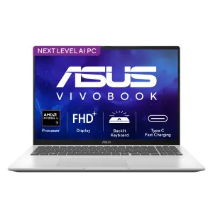 ASUS Vivobook 16 M1607GA-MB029WS Laptop – AMD Ryzen AI 7 445, 16GB DDR5 RAM, 512GB PCIe 4.0 SSD, 16-inch WUXGA Display, Windows 11 Home, Cool Silver Laptop