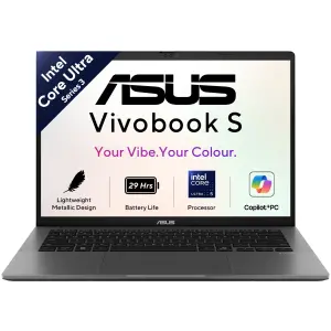 ASUS Vivobook S 14 S3407AA-SF058WS Laptop – Intel Core Ultra 5 325, 16GB DDR5 RAM, 512GB SSD, 14-inch OLED WUXGA Display, Windows 11 Home, Matte Gray