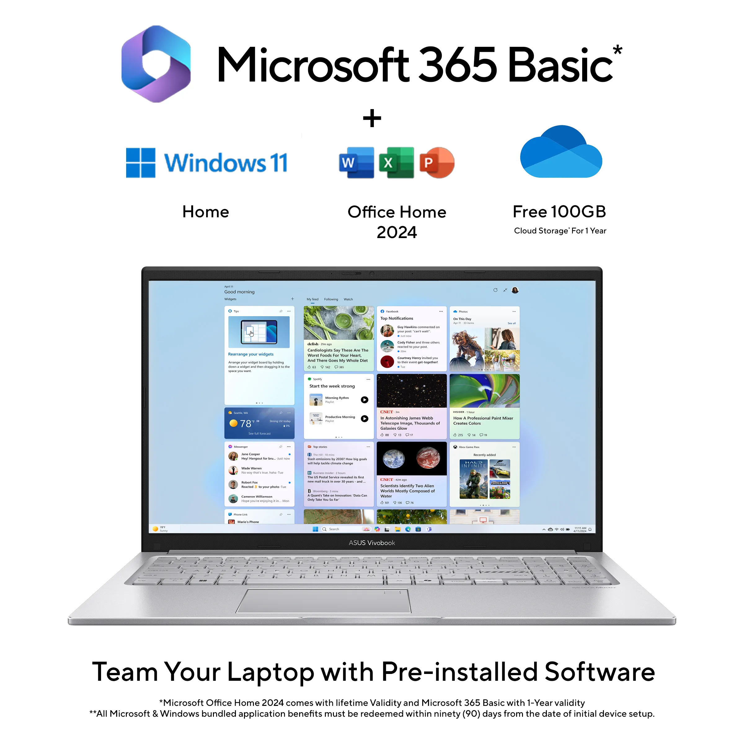 ASUS Vivobook 15 X1504MA-BQ125WS Laptop, Intel Core Processor, 15.6-inch FHD Display, Lightweight Student Laptop