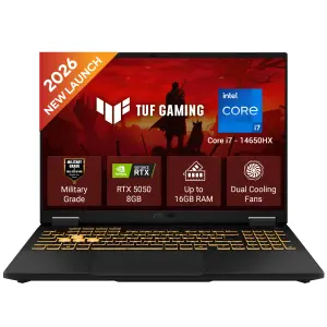ASUS TUF Gaming F16 FX608JHI-TU225WS Laptop – Intel Core i7-14650HX, NVIDIA RTX 5050 8GB Graphics, 16GB DDR5 RAM, 1TB SSD, 16-inch 144Hz Display Laptop