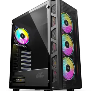 ANT Esports 510 Air ARGB Mid Tower Gaming Cabinet – E-ATX Support, 4 Pre-Installed ARGB Fans, Tempered Glass Side Panel