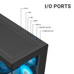 ANT Esports Crystal X7 ARGB Mid Tower Cabinet – Panoramic Tempered Glass, 7 Pre-Installed Fans, USB Type-C