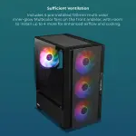 ZEBRONICS ZEB-CORA Mid Tower Gaming Cabinet with 4 Multicolor LED Fans and Tempered Glass Side Panel