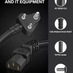 Standard 3-Pin AC Power Cable for Desktop SMPS (1.5 Meter)